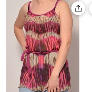 Bisou Bisou‎ Crinkle Tie Dye Pattern Tunic Length Camisole